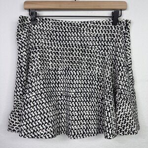 Diane von Furstenberg Skirt Womens M Black White Silk Abstract Flounce Luxury